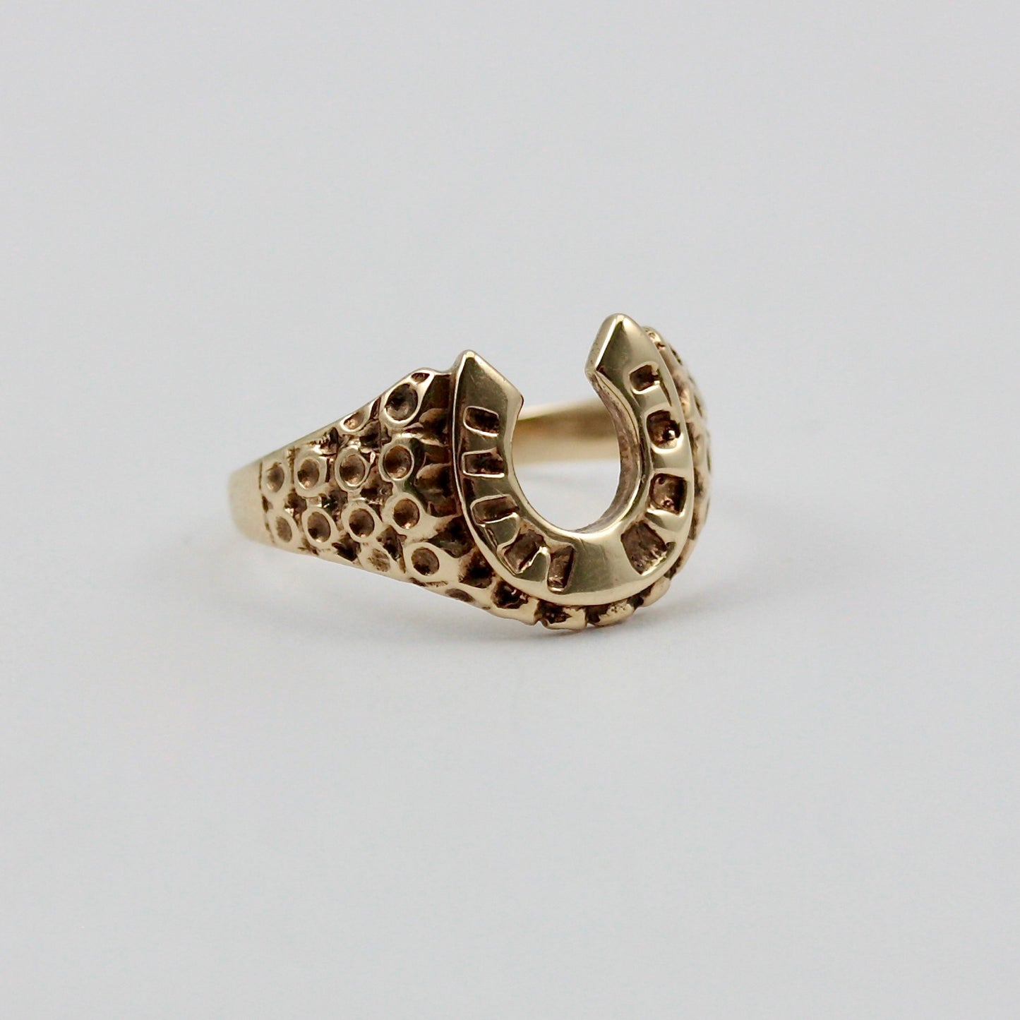 Vintage 9ct Gold Textured Horseshoe Ring, 1980