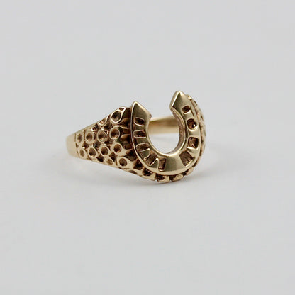 Vintage 9ct Gold Textured Horseshoe Ring, 1980