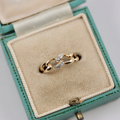 Pre-owned 9ct Gold Diamond Curb Chain Ring
