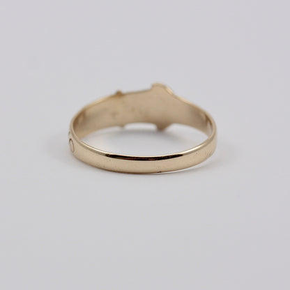 Vintage 9ct Gold Patterned Buckle Ring, 1990