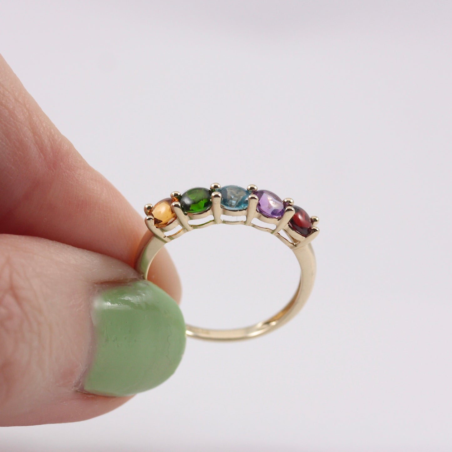 Pre-owned 9ct Gold Rainbow Gemstone 5 Stone Ring