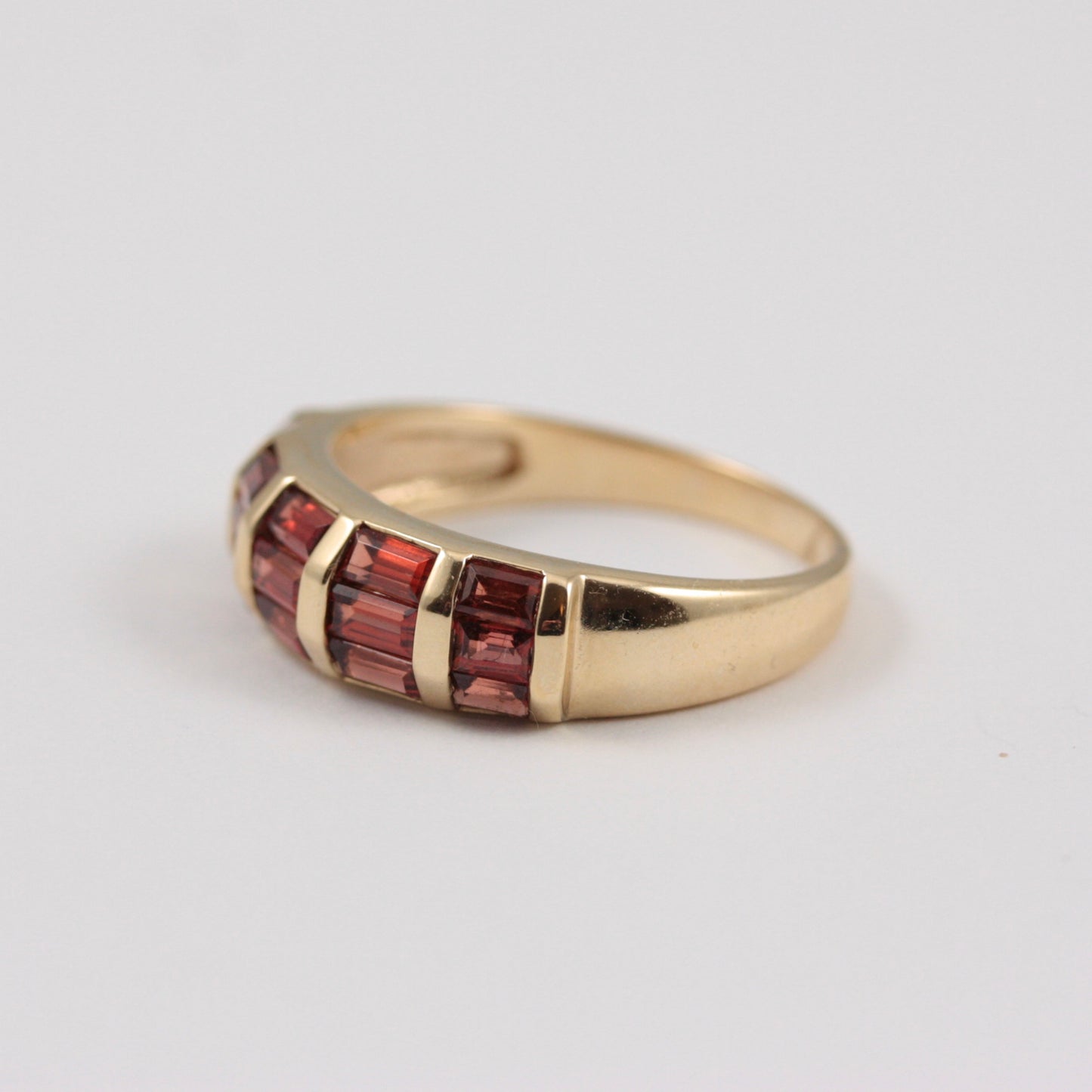 Vintage 9ct Gold Baguette Cut Garnet Dome Ring, 2000