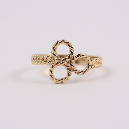 Vintage 9ct Gold Rope Trefoil Ring, 1978