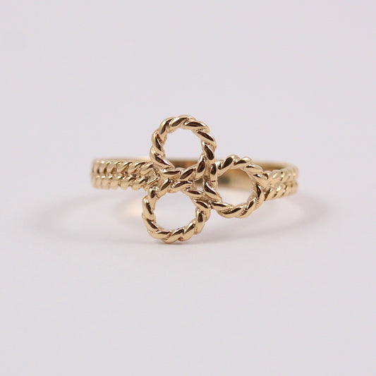Vintage 9ct Gold Rope Trefoil Ring, 1978