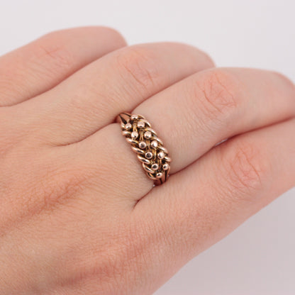 Antique 9ct Gold Two Row Keeper Ring, 1895