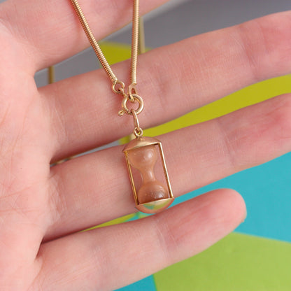 Vintage 9ct Gold Hourglass Sand Timer Charm, 1964