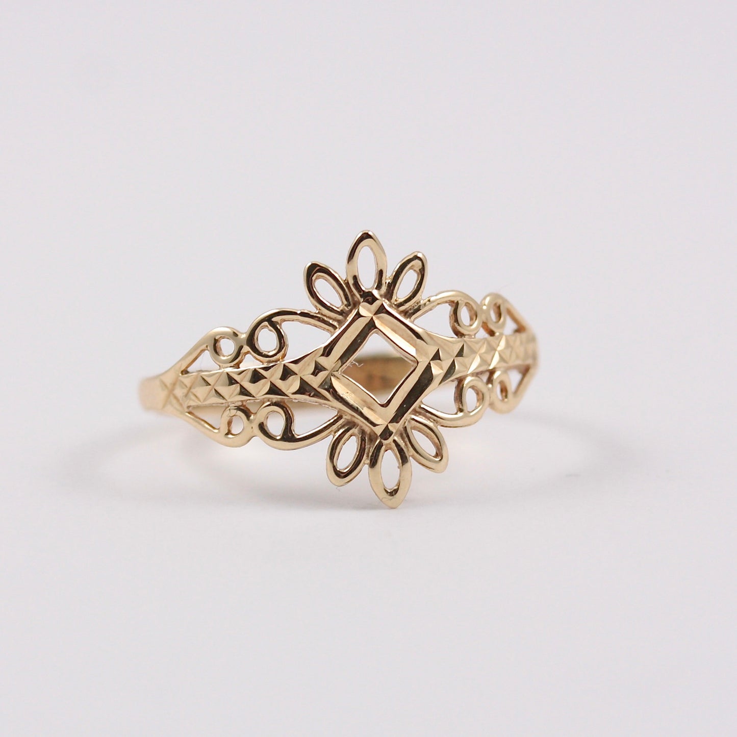 Vintage 9ct Gold Fancy Openwork Ring, 1990