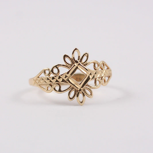Vintage 9ct Gold Fancy Openwork Ring, 1990