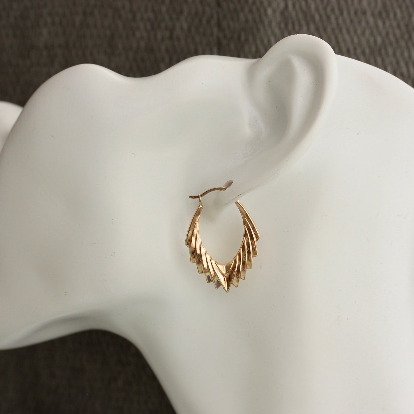 Vintage 9ct Gold Spiked Creole Hoop Earrings