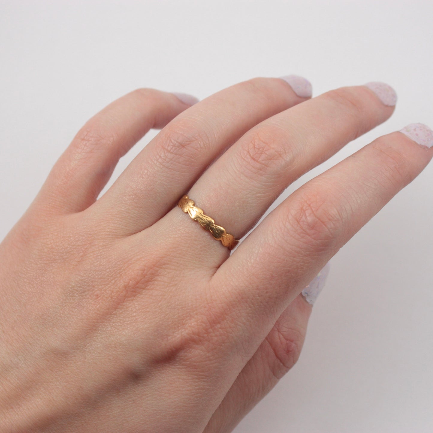 Vintage 22ct Gold Patterned Band Ring, 1952