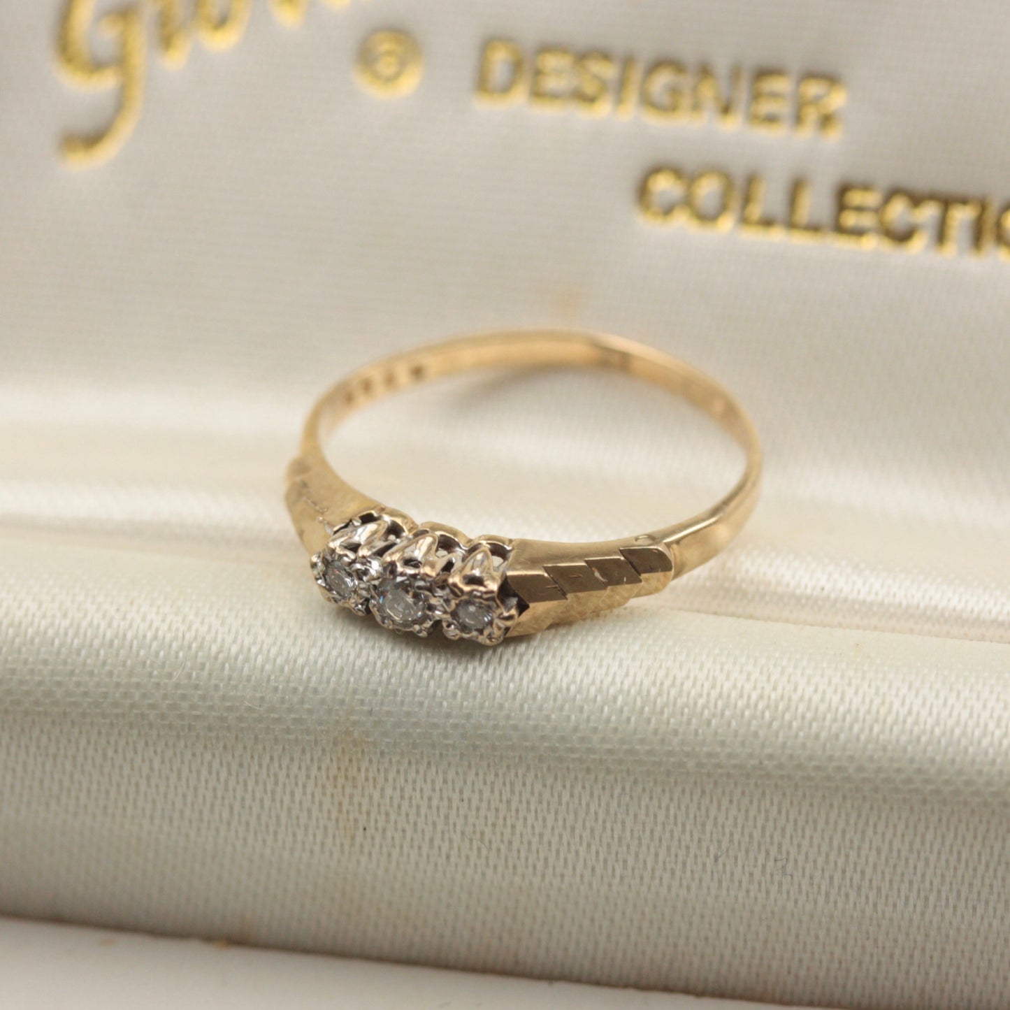 Vintage 9ct Gold Diamond Three Stone Ring, 1989