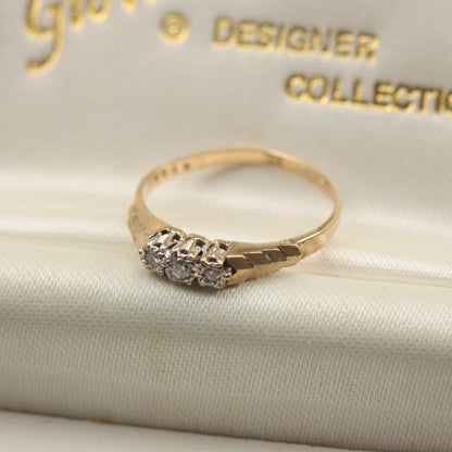 Vintage 9ct Gold Diamond Three Stone Ring, 1989