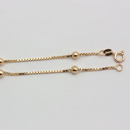 Pre-owned 9ct Gold Ball and Box Chain Bracelet