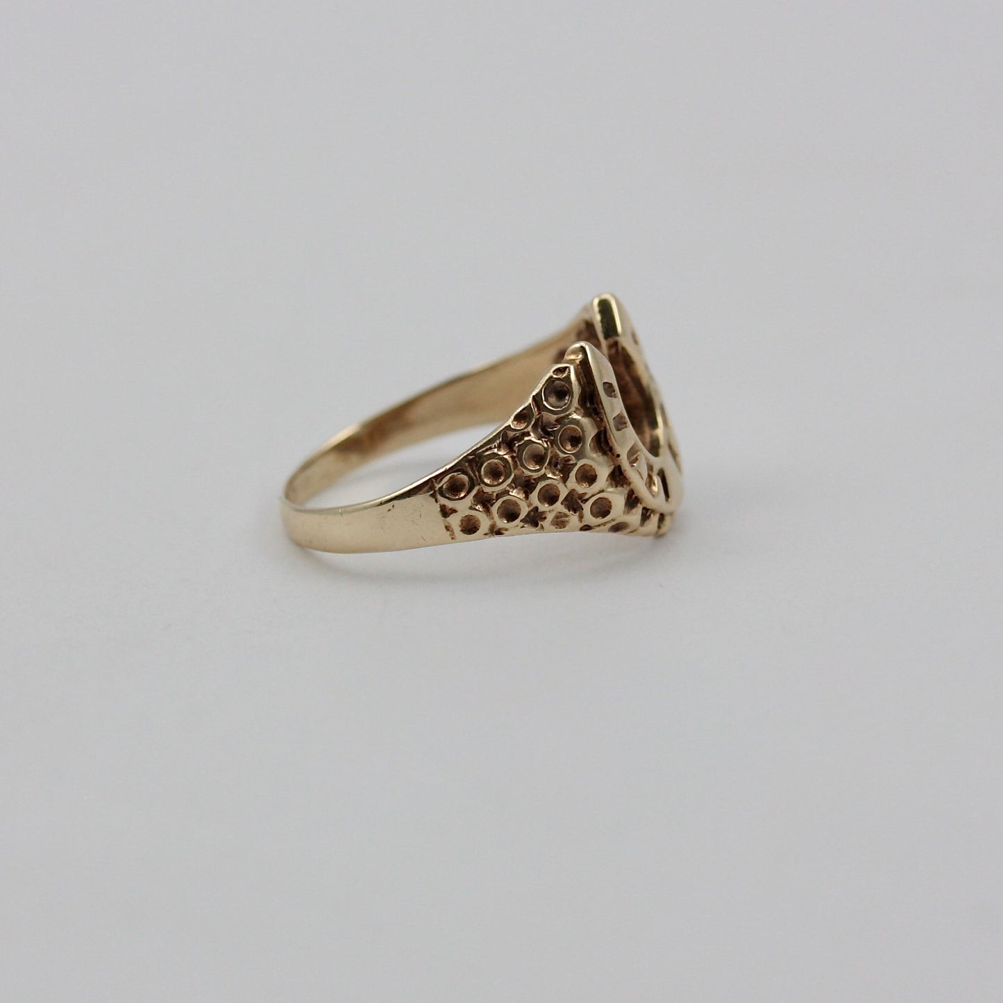 Vintage 9ct Gold Textured Horseshoe Ring, 1980