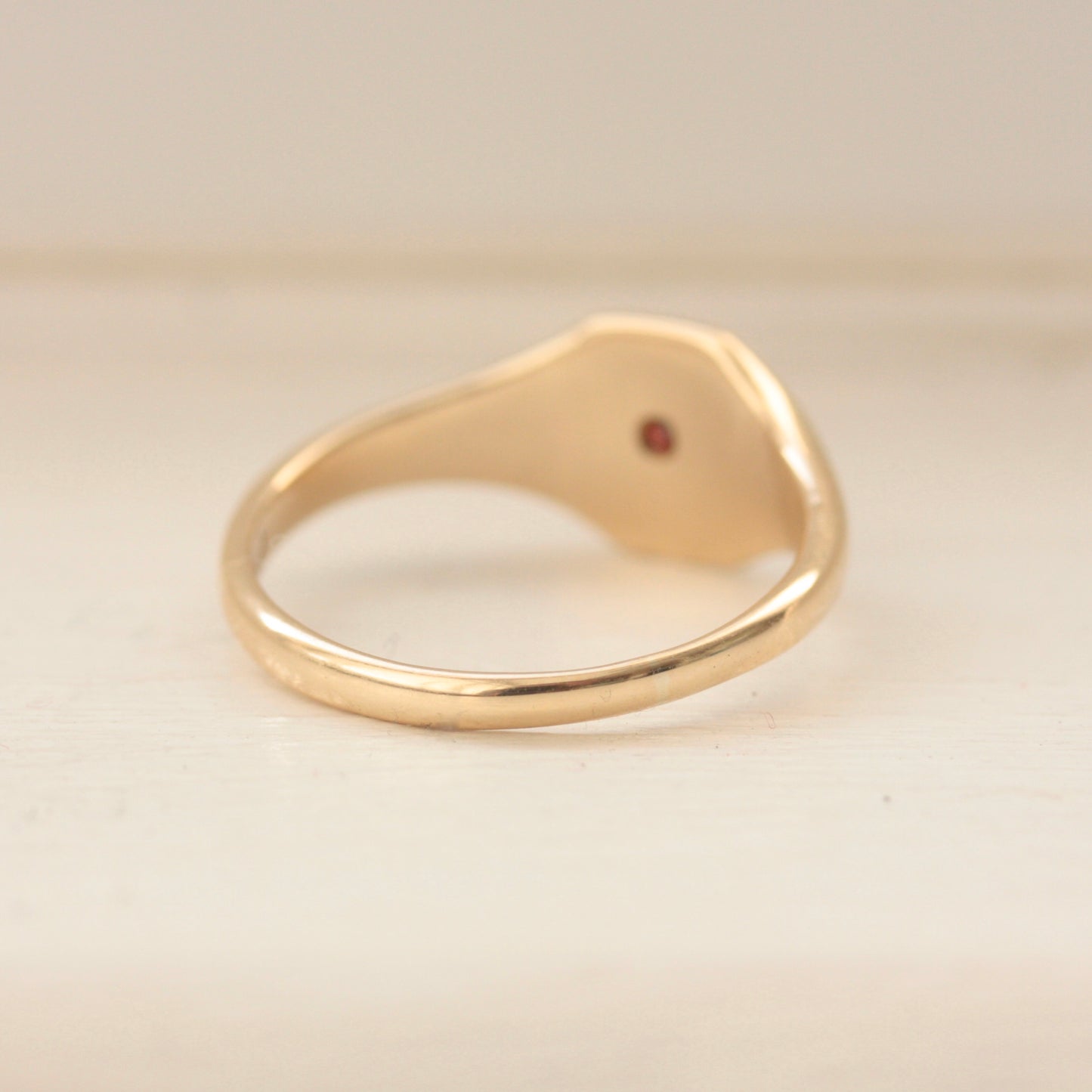 Vintage 9ct Gold Star Set Garnet Signet Ring, 1970