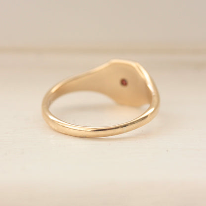 Vintage 9ct Gold Star Set Garnet Signet Ring, 1970