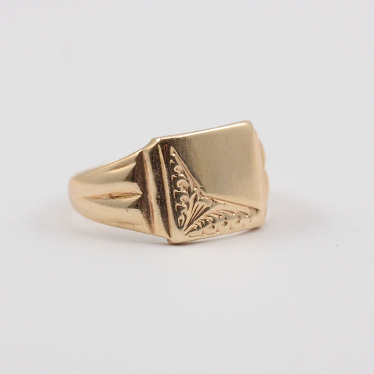 Vintage 9ct Gold Square Signet Ring, 1969
