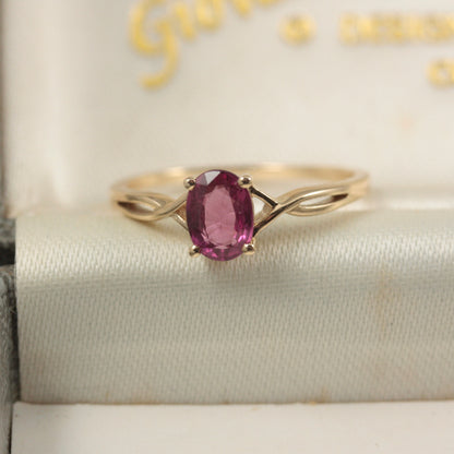 Pre-owned 9ct Gold Rhodolite Garnet Solitaire Ring