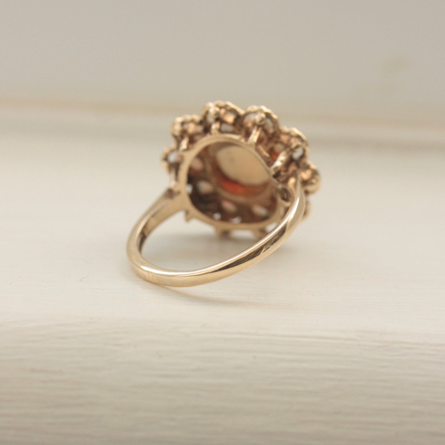 Vintage 9ct Gold Opal Cluster Statement Ring, 1976