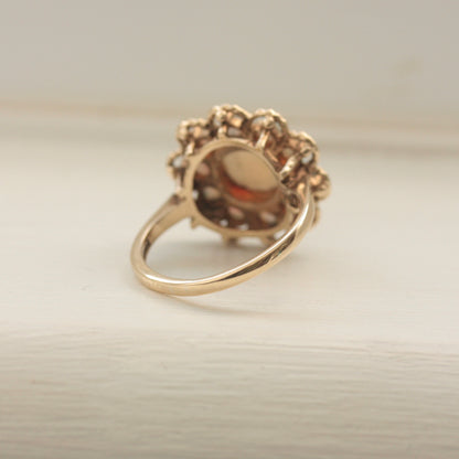 Vintage 9ct Gold Opal Cluster Statement Ring, 1976