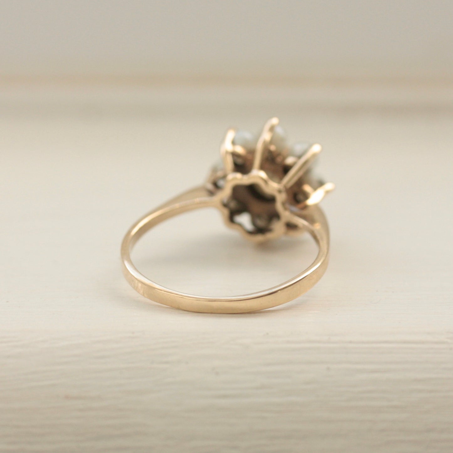 Vintage 9ct Gold Pearl Cluster Ring, 1983