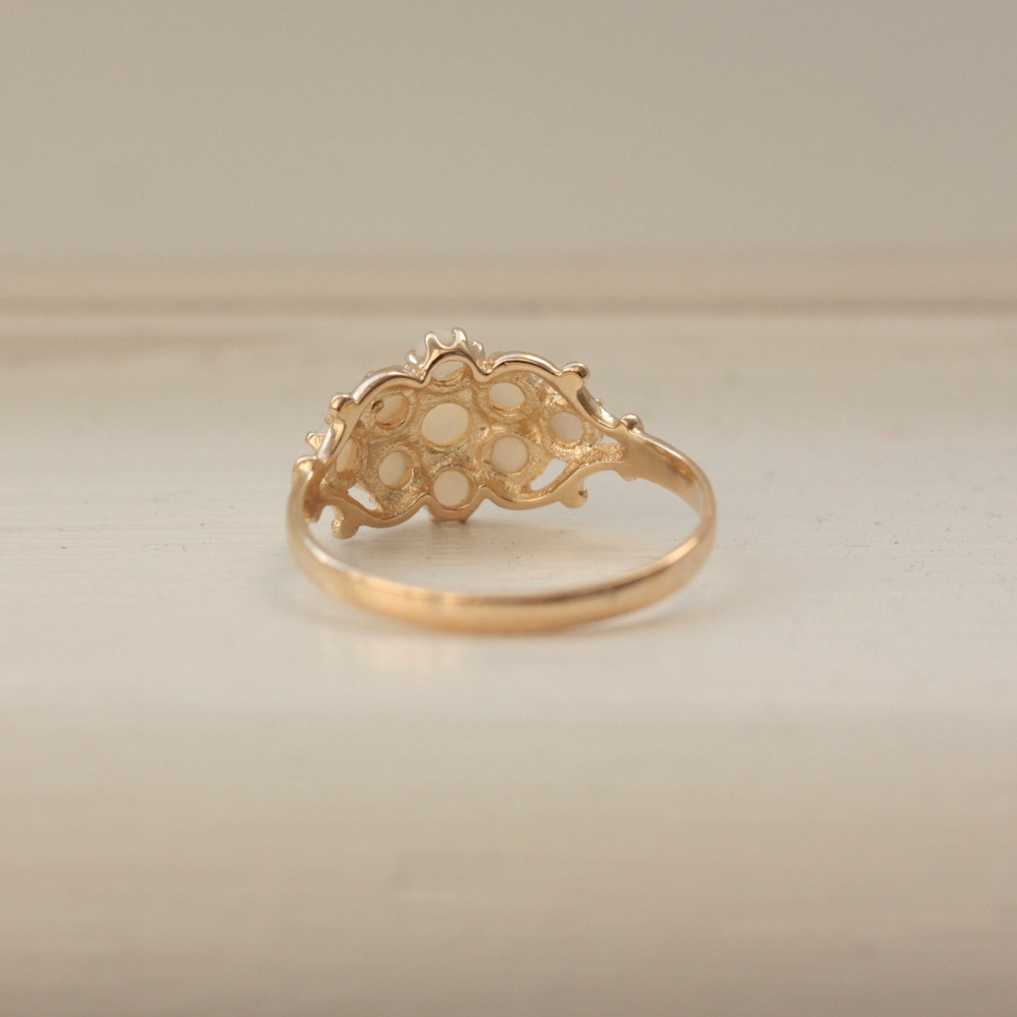 Vintage 9ct Gold Opal Cluster Ring, 1988