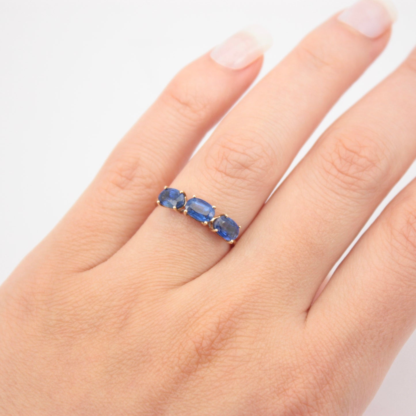 Pre-owned 9ct Gold Kyanite Three Stone Stacker Ring