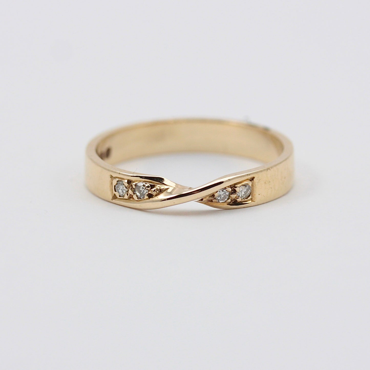 Vintage 9ct Gold Diamond Twist Front Ring, 1979