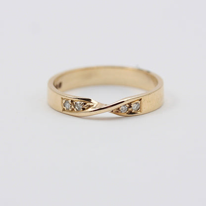 Vintage 9ct Gold Diamond Twist Front Ring, 1979