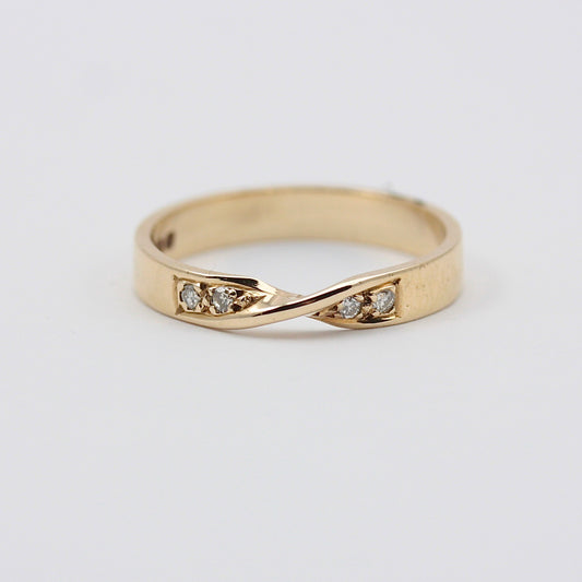 Vintage 9ct Gold Diamond Twist Front Ring, 1979