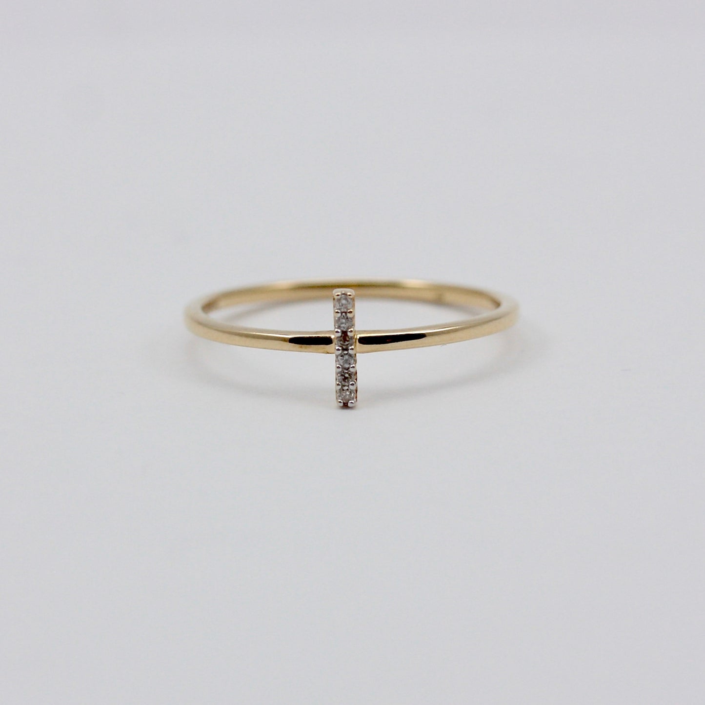 Pre-owned Dainty 9ct Gold Diamond Line Ring