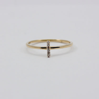 Pre-owned Dainty 9ct Gold Diamond Line Ring