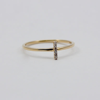 Pre-owned Dainty 9ct Gold Diamond Line Ring