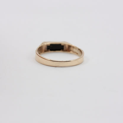 Vintage 9ct Gold Rectangle Onyx Textured Signet Ring, 1989