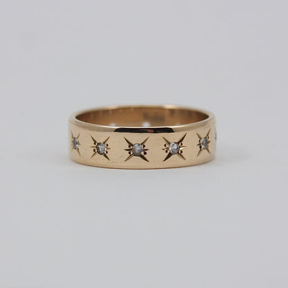 Vintage 9ct Gold Star Set White Spinel Eternity Ring, 1968