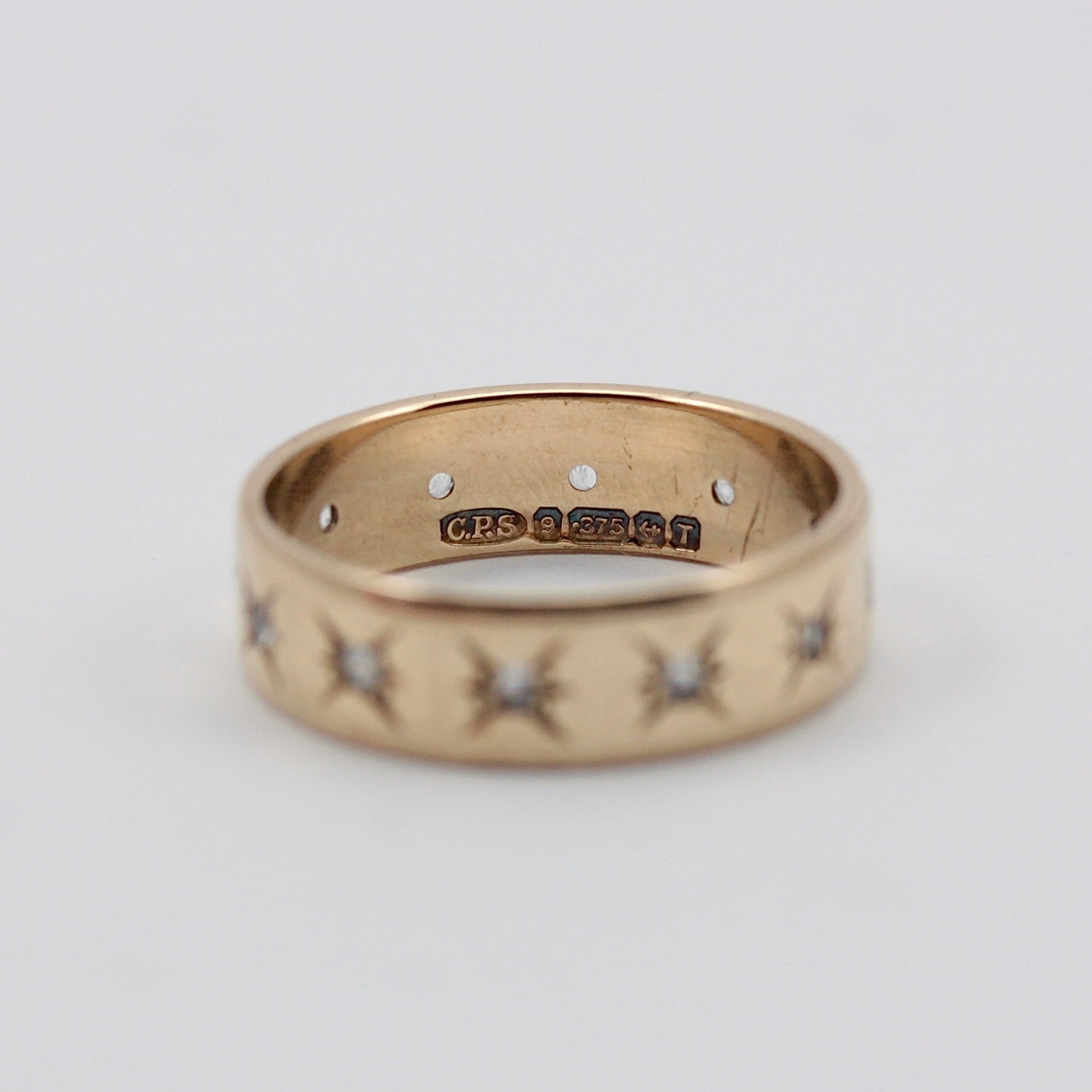 Vintage 9ct Gold Star Set White Spinel Eternity Ring, 1968