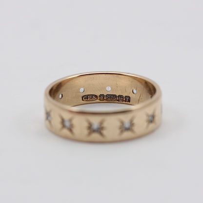 Vintage 9ct Gold Star Set White Spinel Eternity Ring, 1968