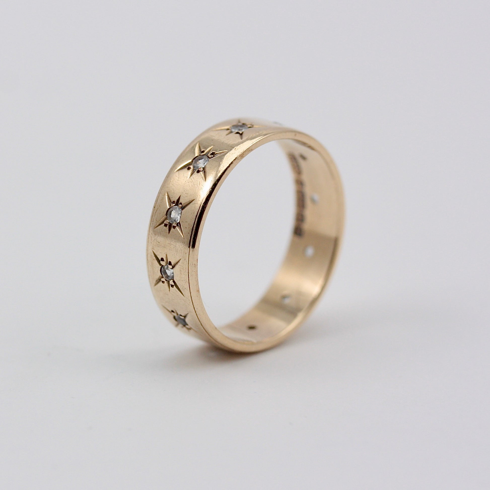 Vintage 9ct Gold Star Set White Spinel Eternity Ring, 1968
