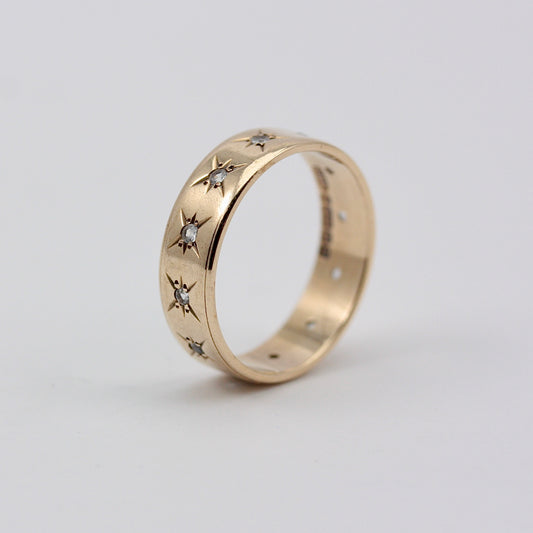 Vintage 9ct Gold Star Set White Spinel Eternity Ring, 1968