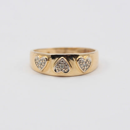 Pre-owned 18ct Gold Diamond Heart Band Ring 
