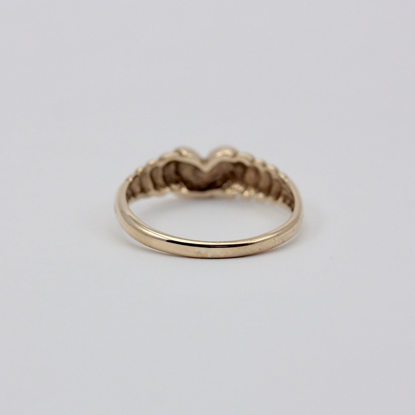 Vintage 9ct Gold Ridged Heart Signet Ring, 1980
