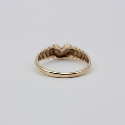 Vintage 9ct Gold Ridged Heart Signet Ring, 1980