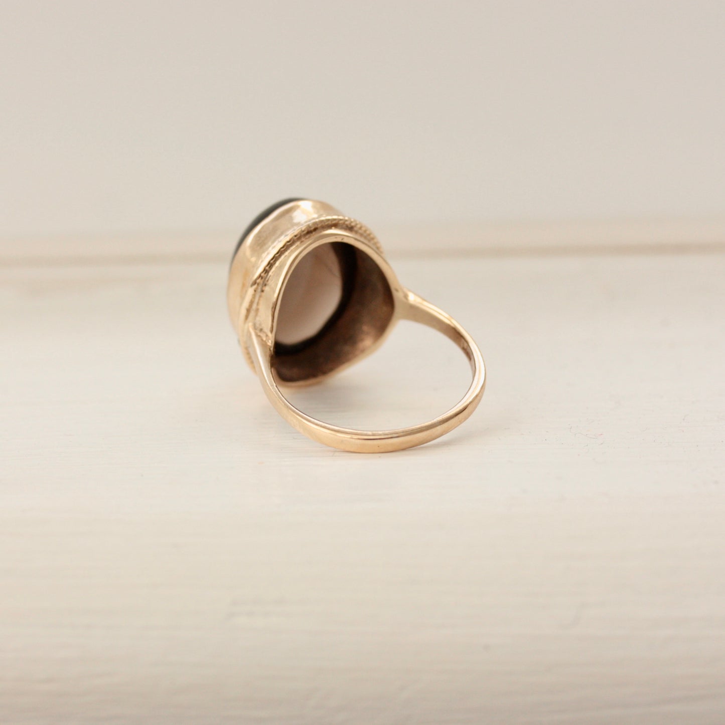 Vintage 9ct Gold Smoky Quartz Cabochon Ring, Late 1970s