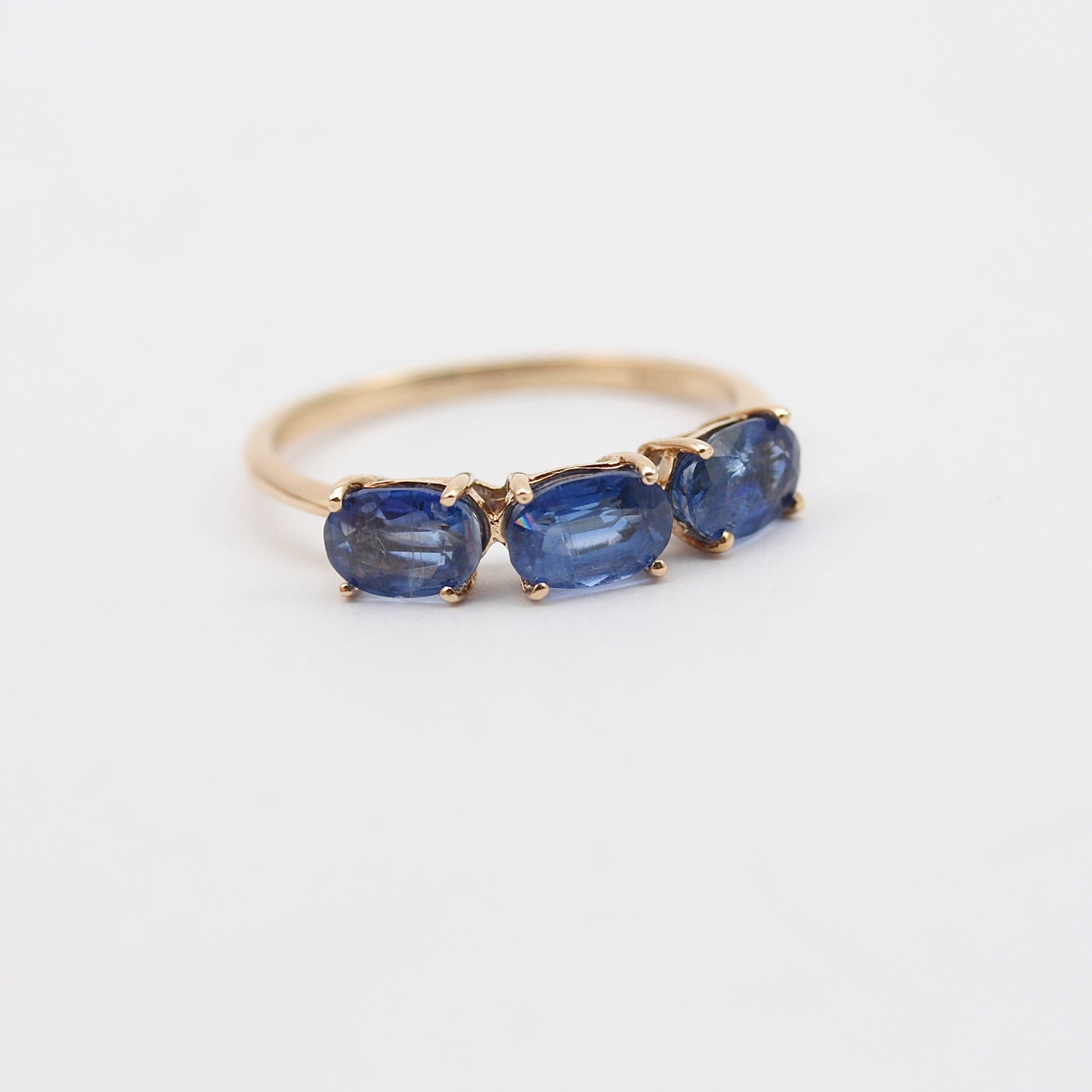 Pre-owned 9ct Gold Kyanite Three Stone Stacker Ring