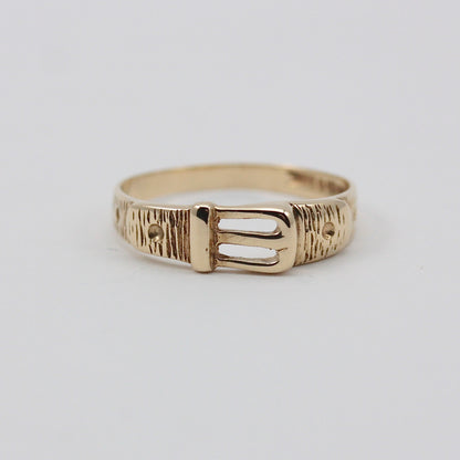 Vintage 9ct Gold Textured Buckle Ring