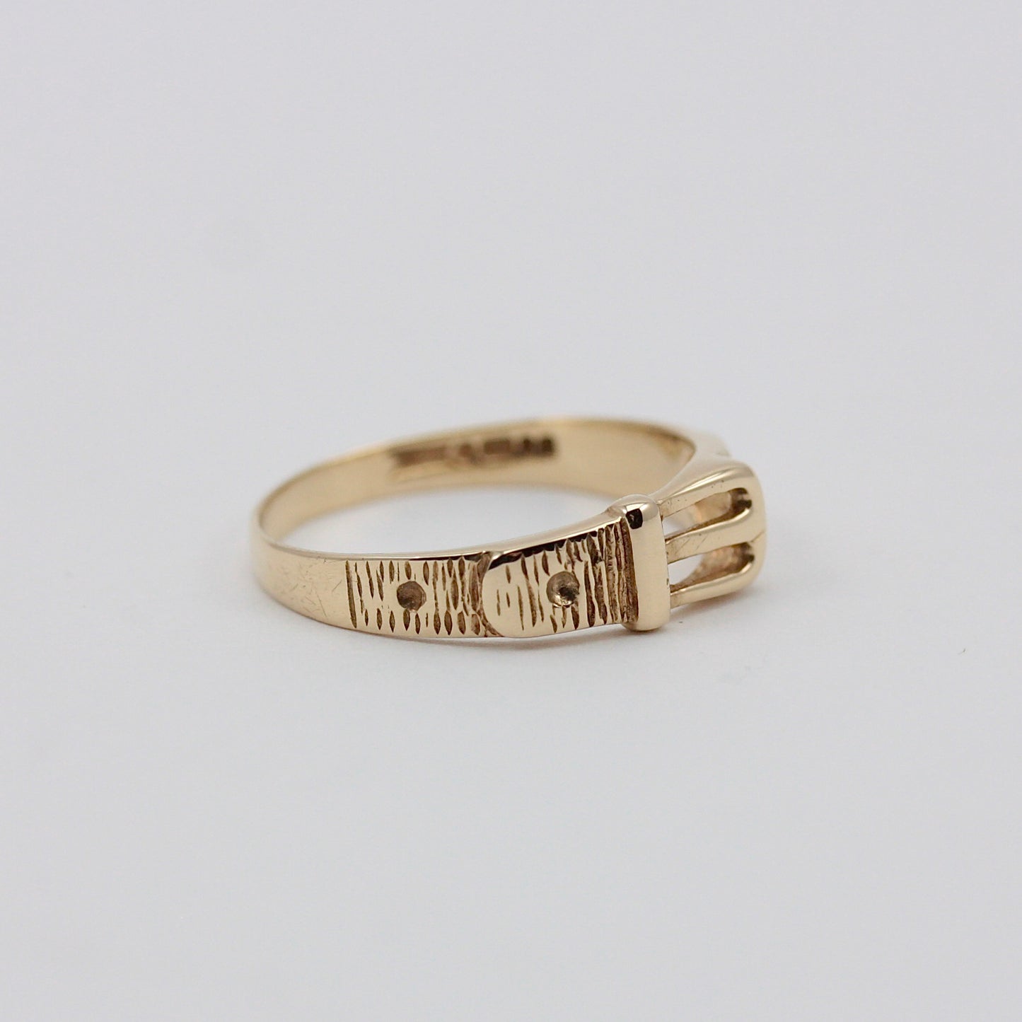 Vintage 9ct Gold Textured Buckle Ring, 1989