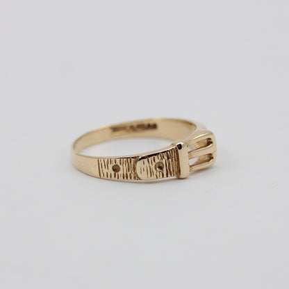 Vintage 9ct Gold Textured Buckle Ring, 1989