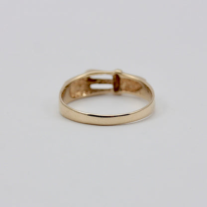 Vintage 9ct Gold Textured Buckle Ring, 1989