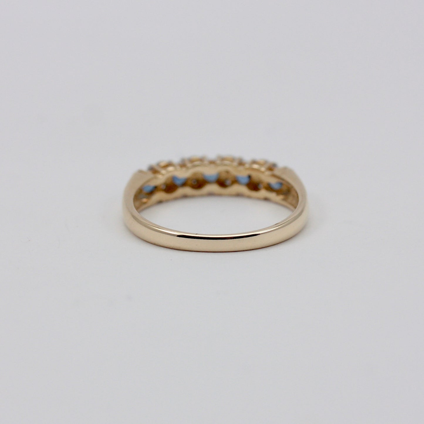 Vintage 9ct Gold Sapphire & Diamond Half Eternity Band Ring