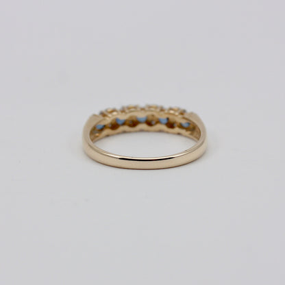 Vintage 9ct Gold Sapphire & Diamond Half Eternity Band Ring